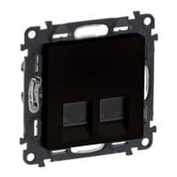 Розетка подвійна RJ45 кат. 5e UTP Legrand Valena Life, з накладками, матовий чорний