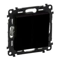 Выключатель 2-х клавишный Legrand Valena Life, 10AX, 250V, автоматические клеммы, матовый черный