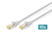 Патч-корд DIGITUS CAT 6a S-FTP, 1м, AWG 26/7, Cu, LSZH, сірий, 10шт.