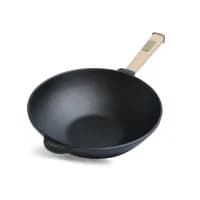 Сковорода Brizoll чугунная WOK с деревянной ручкой 2,8 л 260х80 мм (W26H)