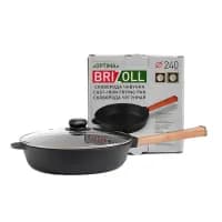 Сковорода Brizoll Optima чугунная с ручкой и стеклянной крышкой 240х60 мм (O2460-P-C)