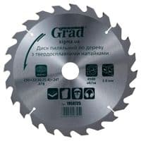 Круг отрезной Grad по дереву с твердосплавными напайками 250×32(30;25.4)×24T GRAD (1958725) (1958725)