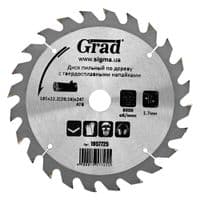 Круг відрізний Grad по дереву з твердосплавними напайками Ø185×22.2(20;16)×24Т, 8000об/хв GRAD (1957725) (1957725)