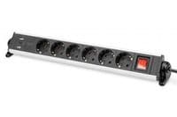 Блок розеток DIGITUS Office, 6xSchuko 16A, 3xUSB 2A, вимикач, 1.5м, вилка Schuko