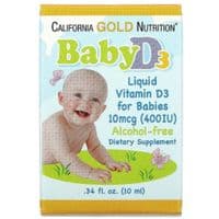 Витамин California Gold Nutrition Детский витамин D3 400 МЕ, Baby Vitamin D3 Liquid, 10 мл (CGN-01034)