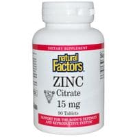 Минералы Natural Factors Цитрат цинка, Zinc Citrate, 15 мг, 90 таблеток (NFS-01678)