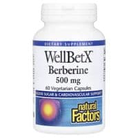 Витаминно-минеральный комплекс Natural Factors Берберин, 500 мг, WellBetX, Berberine, 60 вегетарианских капсул (NFS-03544)
