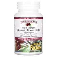 Антиоксидант Natural Factors Концентрат ресвератролу, ResveratrolRich, Resveratrol Concentrate, 60 вег (NFS-04527)