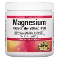 Минералы Natural Factors Магний Бисглицинат в порошке, 200 мг, Magnesium Bisglycinate, Pure, 120 (NFS-01642)