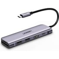 Хаб UGREEN USB-C на 2 порти USB3.0-A Hub + HDMI + TF/SD з блоком живлення PD (сірий космос)