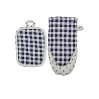 Кухонна прихватка Прованс Набір рукавиця 29х15 та прихватка 15х20 Синя клітинка (035696)