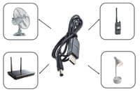 Кабель USB-A > DC 5.5х2.5мм питания 2Е 1м, 12В/1A, черный