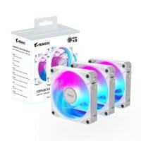 Вентиляторы для корпуса 3x120mm RGB Lighting 600~2 000 RPM 8.2~29dBA 4-Pin PWM Whiteс выдвижным блокирующим GP-ECFAN1203 ICE