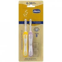 Дитяча зубна щітка Chicco 6-36 міс., 2 шт. бузково/жовта (8058664174706) (12082.00)