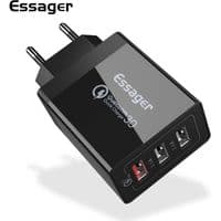 Сетевое зарядное устройство Essager Fangbo QC3.0 3U (QC+Dual 2.4A) Charging Head  black (ECTQC3-FBB01