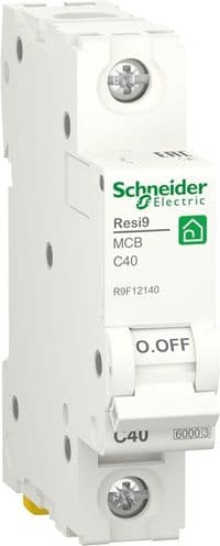 Автоматичний вимикач Schneider RESI9, White, 40A, 230V/400V, 2 полюси, модульний (Din-рейка), IP20