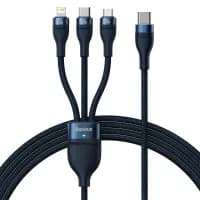 Кабель Baseus Flash USB-C - MicroUSB+Lightning+USB-C 100W 1.5m Blue (CASS030203)