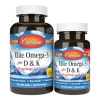 Жирные кислоты Carlson Омега-3 с Витаминами D и K, 700 мг, Вкус Лимона, Elite Omeg (CAR-17540)