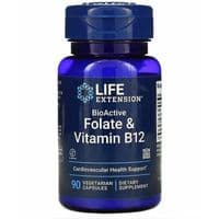 Витамин Life Extension Фолат и B12, BioActive Folate & Vitamin B12, 90 вегетариансь (LEX-18429)