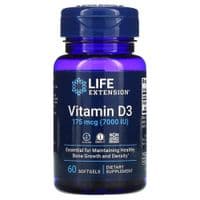 Витамин Life Extension Витамин D3, Vitamin D3, 175 мкг (7000 МE), 60 гелевых капсул (LEX-17186)