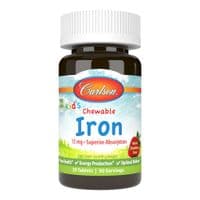 Минералы Carlson Железо Детское, 15 мг, вкус клубники, Kid's Chewable Iron, 30 желтый (CL55930)