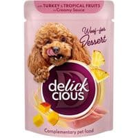 Влажный корм для собак Delickcious Хлопья с индейкой и тропическими фруктами в сливочном соусе 80 г (4820269141827)