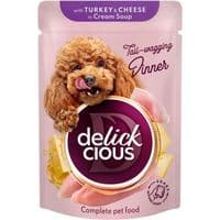 Влажный корм для собак Delickcious Полоски с индейкой и творогом в крем-супе 85 г (4820269141810)
