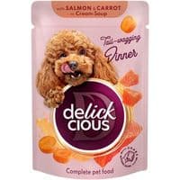 Влажный корм для собак Delickcious Полоски с лососем и морковью в крем-супе 85 г (4820269142053)