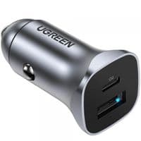 Автозарядка 2xUSB 30W (USB-A+USB-C) QC 4.0 Серая (EC305) UGREEN