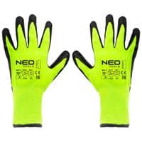 Перчатки рабочие Neo Tools, утепленные, латексное покрытие, полиэстер, р.10, зелено-черные