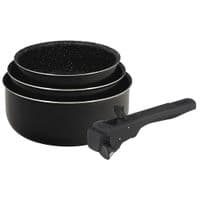 Ковш Bergner Click & cook black, набор со съемной ручкой 16/18/20 см, 4 предмета (BG-31602-BK)