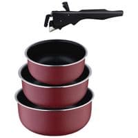 Ковш Bergner Click & cook, набор со съемной ручкой 16/18/20 см, 4 предмета (BG-31608-RD)