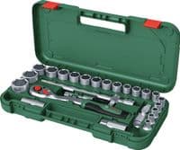 Набір торцевих головок Bosch, 1/2", 25 предметів, з тріскачкою