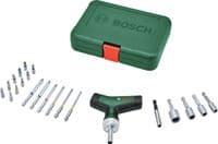 Отвертка Bosch с трещоткой, т-подлебная рукоятка, 20 насадок, 109мм, кейс, сталь CrV