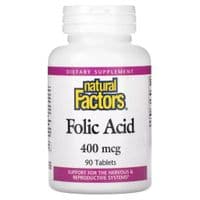 Витамин Natural Factors Фолиевая кислота, 400 мкг, Folic Acid, 90 таблеток (NFS-01272)