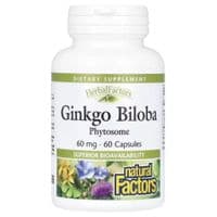 Вітамінно-мінеральний комплекс Natural Factors Гінкго Білоба, фітосоми, 60 мг, Ginkgo Biloba, Phytosome, 60 капсул (NFS-04805)