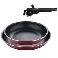Набор сковородок Bergner Click & cook со съемной ручкой, 22/26 см, красный (BG-31605-RD)