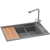 Мийка кухонна GRANADO Optimal Estella grafito (+ змішувач Badalona LUX inox + дозатор Redondo inox + кошик+дошка) (ksg0209)