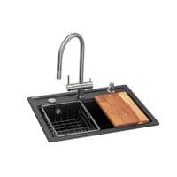 Мойка кухонная GRANADO Royal Artes black shine (+ измельчитель Algar 1000+ смеситель Ferrol inox+дозатор Redondo inox (ksg1301)