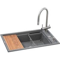 Мойка кухонная GRANADO Royal Estella grafito (+ измельчитель Algar 1000+ смеситель Ferrol inox+дозатор Redondo inox+ (ksg0309)
