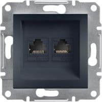 Розетка компьютерная антрацит, пластик, для врезного монтажа