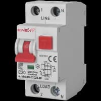 Выключатель диференциального тока с защитой от надтоков Enext e.rcbo.pro.2.C20.30, 1P+N, 20А, С, тип А, 30