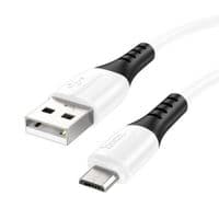 Кабель HOCO X82 USB to Micro 2.4A, 1м, силікон, силіконові роз'єми, Білий