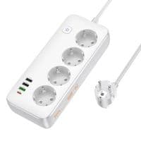 Сетевой удлинитель HOCO AC22 Sunlight 4-bit (PD30W/1C3A) desktop socket (EU/GER) White