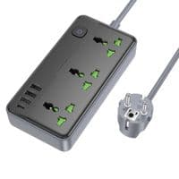 Сетевой удлинитель BOROFONE BAC2A Leya 3 position socket(1C3A)(EU) Black