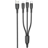 Кабель BOROFONE BX71 USB to iP+Type-C+Micro 2A, 1м, PVC, роз'єми PVC, Black