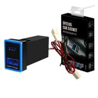 АЗУ врезное 130W-D01T03-С, PD+QC, Type-C: 100W, USB: 30W, LED подсветка, комплект проводов с разъемами, 33x22х58mm, Black