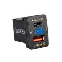 АЗУ FPUV-B, PD+QC3.0, Type-C: 30W, 5V-3A / 9V-3A / 12V-2.5A, USB: 18W, 5V-3.4A / 9V-2A / 12V-1.5A, 33x23mm, LED Blue, Black