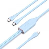 Кабель USB 2.0 AM - 2хType-C M, 5A ,1.5м Blue Silicone Type Vention
