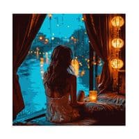 Картина по номерам Santi Мечтающая девушка, 40*40см, LED подсветка (955102)